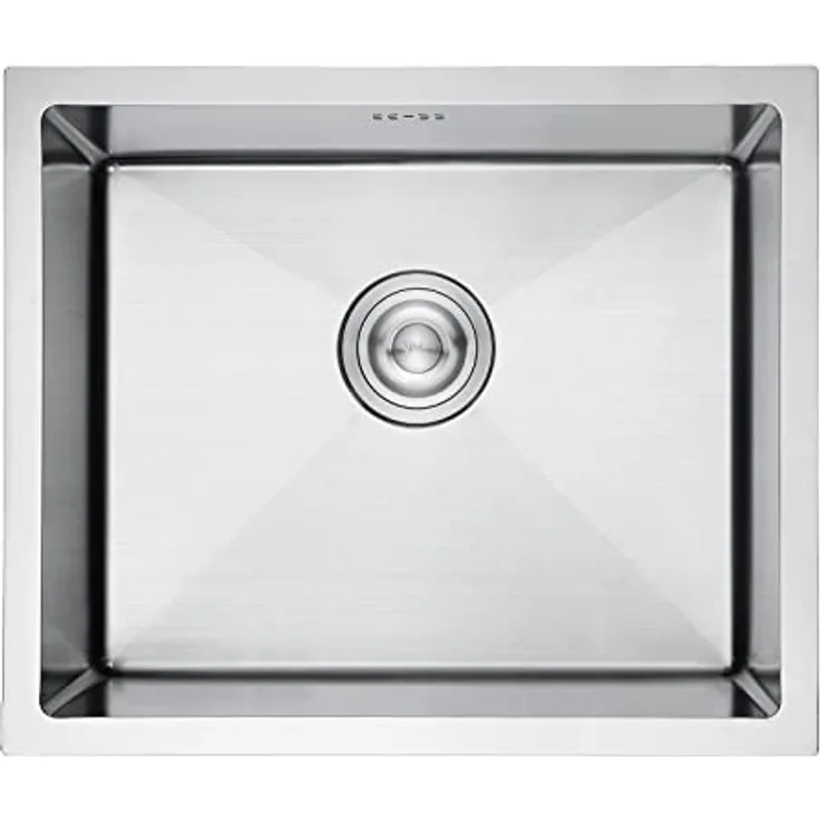 Ibergrif Spüle Küchenspülen für den Unterbau und Aufsatz, 50-43cm Unterbaubecken, Spülbecken Edelstahl Seidenglanz, 1 Becken Einbauspüle, Silber, M85043, 50 x 43 cm