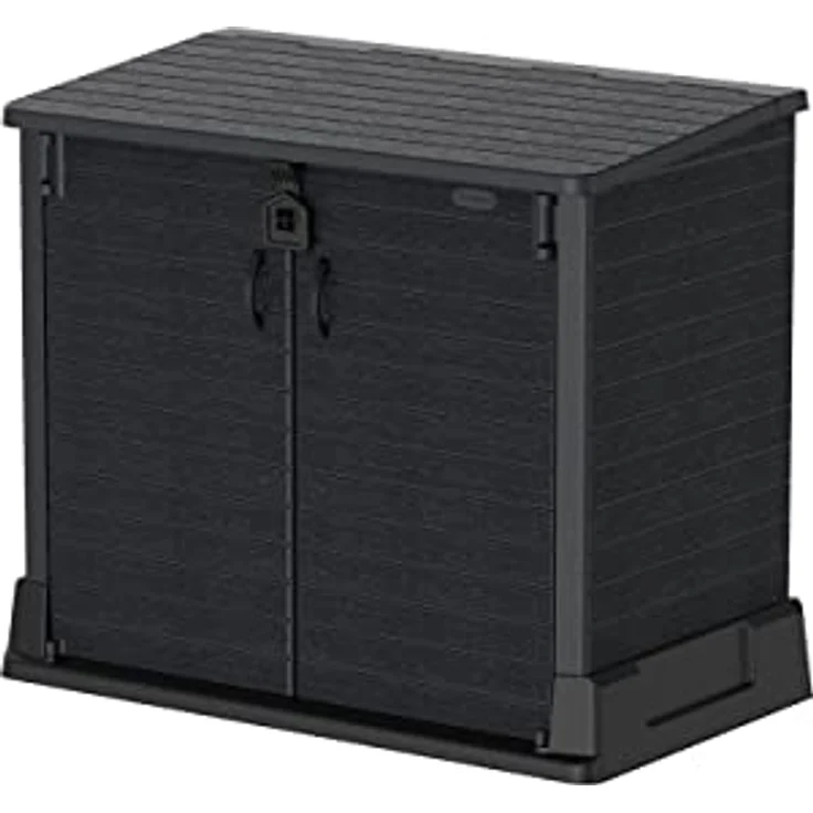 Duramax Cedargrain StoreAway 850L Kunststoff-Gartenhaus - Outdoor-Gartenhaus, Mülltonnenbox, Solide Konstruktion, ideal für Werkzeuge, BBQs und Mülltonnen 2x 120L, 130 x 74 x 110 cm, Dunkelgrau – Bild 1