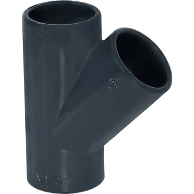 HAF PVC Fittings T-Stück 45° 63mm, Klebemuffe x Klebemuffe x Klebemuffe, graues PVC-U, PN16 für Poolverrohrung – Bild 1