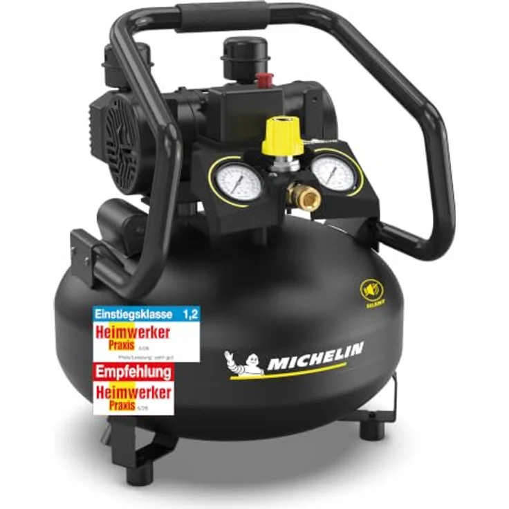 MICHELIN Silent Kompressor MX POP AIR 22-1,5, 8bar, 22 Liter, ölfrei, 59 dB(A), Ansaugleistung 210 L/min, kompakt und leise – Bild 1