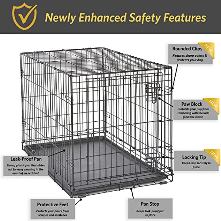 MidWest Homes for Pets New World Hundebox, verbessert mit Einzel- und Doppeltür, mit auslaufsicherer Bodenwanne, Bodenschutzfüße, mit patentierten Funktionen – Bild 4