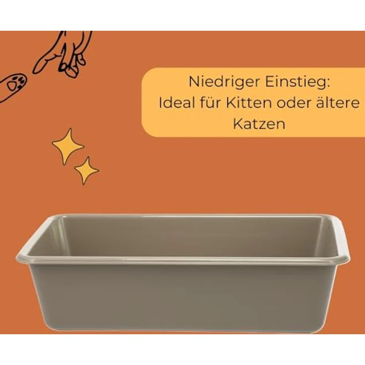 GarPet 2X Kat2x Katzentoilette offen Kitten Doppelpack Sparpaket, geruchsneutral, leicht zu reinigen, bräunlich-grau – Bild 4