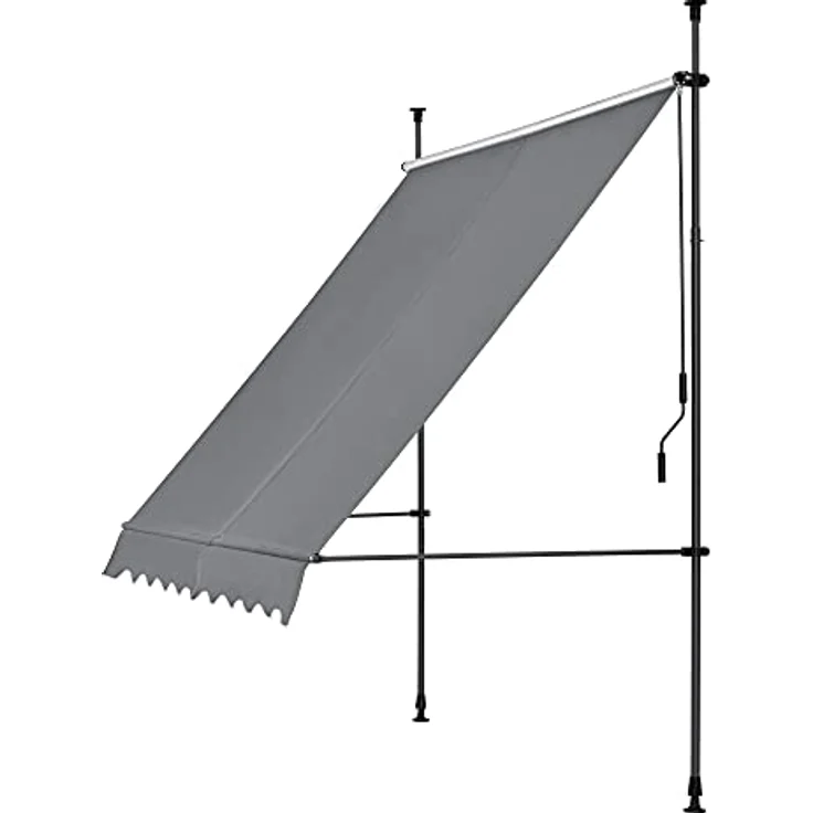 Pro.tec - Klemmmarkise 150x120x200-300cm ohne Bohren Mittelgrau – Bild 3