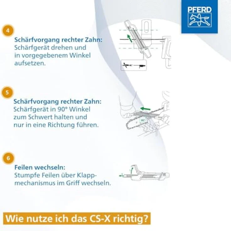 Pferd 11098040 Chain Sharp CS-X Kettensägeschärfgerät, Feilen-ø 4,0 mm  Kettenteilung 3-8 Inch Low Profile – Bild 11