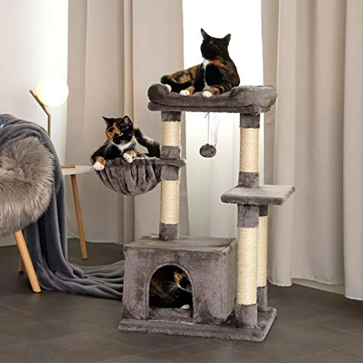 lionto Kratzbaum Kletterbaum Katzenkratzbaum Katzenbaum Höhe 85 cm, dunkelgrau – Bild 3