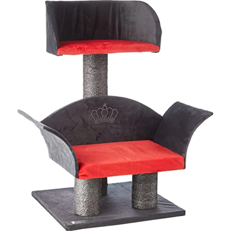 Kerbl 81548 Kratzbaum Lounge Deluxe, Höhe: 70 cm, grau/rot – Bild 1