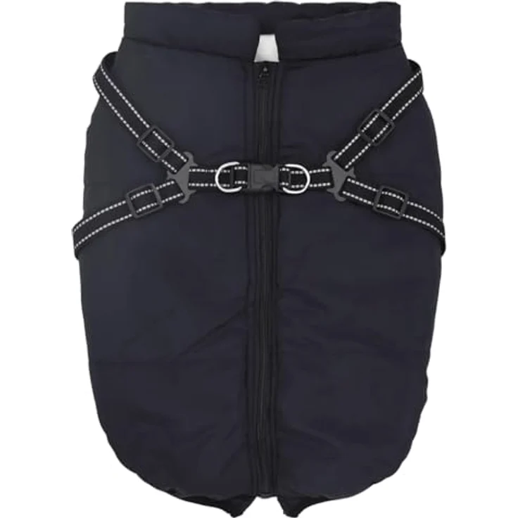 vidaXL Hundemantel Hundemantel mit Geschirr Wasserdicht Marineblau 4XL, Verstellbares Geschirr, Wasserdicht, Reflexstreifen, Design mit Reißverschluss – Bild 4