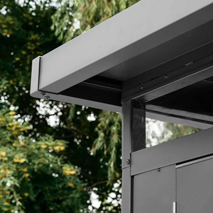 GFP Primeyard Gerätehaus Metall Gartenhaus 228x180x231 cm Geräteschuppen anthrazit, robuste Stahlblech-Konstruktion – Bild 4