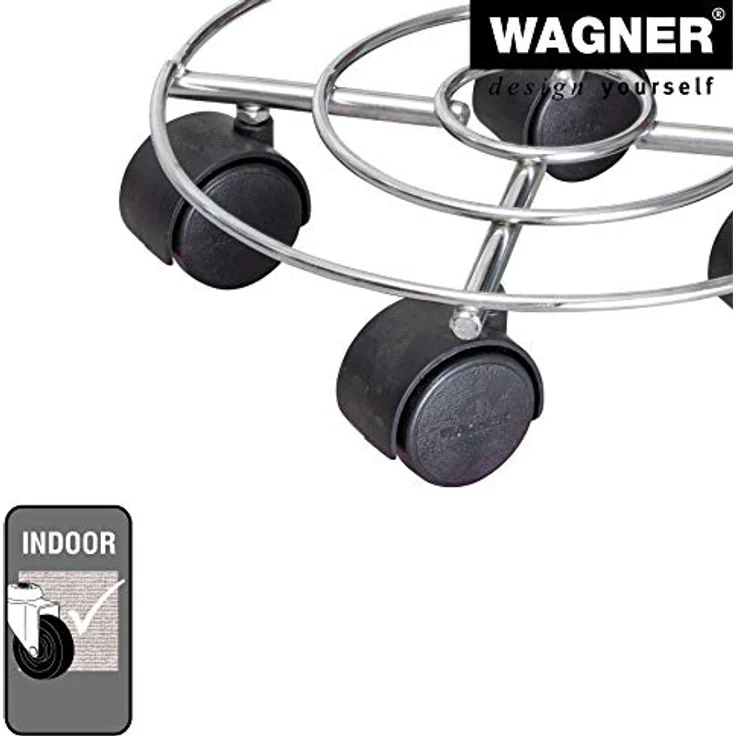 WAGNER Pflanzenroller Chrome Ø 23 cm I Pflanzenroller für Innenbereich, Chrom I Blumenroller aus verchromten Stahl I Kübelroller Silber-glänzend I Tragkraft 60 kg ? 20093101 – Bild 4