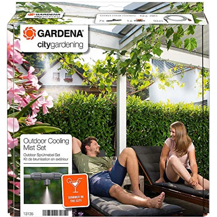 GARDENA city gardening Outdoor Luftkühler-Set: Sprühnebler zur Luftabkühlung bei Hitze auf Balkon-Terrasse, mit Wasserhahnanschluss, niedriger Wasserverbrauch, Festinstallation möglich (13135-20) – Bild 2