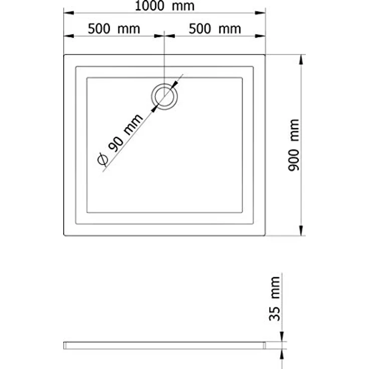 Schulte Duschwanne Mineralguss extra-flach Rechteck weiß 90 x 100 cm, höhenverstellbar mit hautfreundlicher Oberfläche – Bild 2