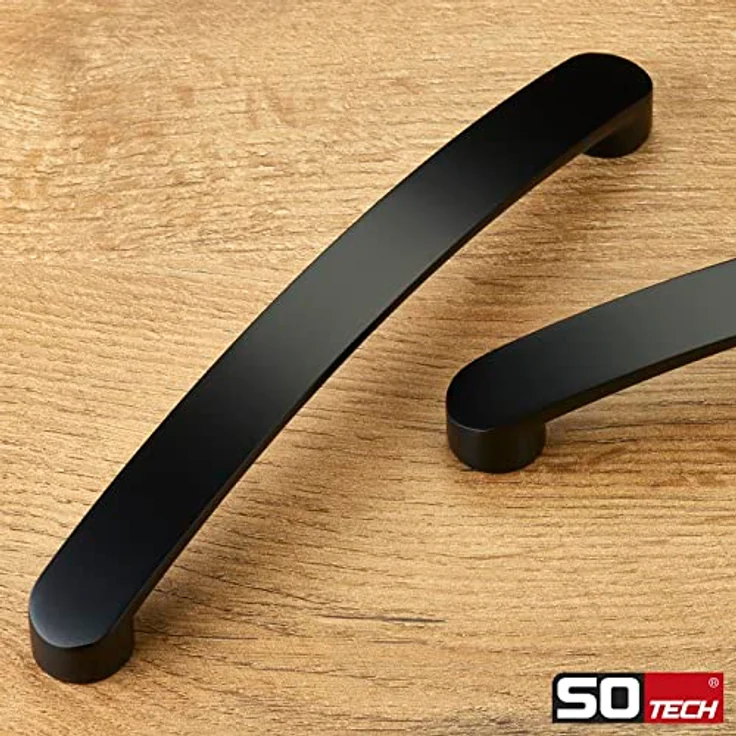 SOTECH Möbelgriff SW111 BA 160 mm schwarz matt Schrankgriff Länge 180 mm Küchengriff Breite 19 mm Schubladengriff Höhe 26,5 mm – Bild 2