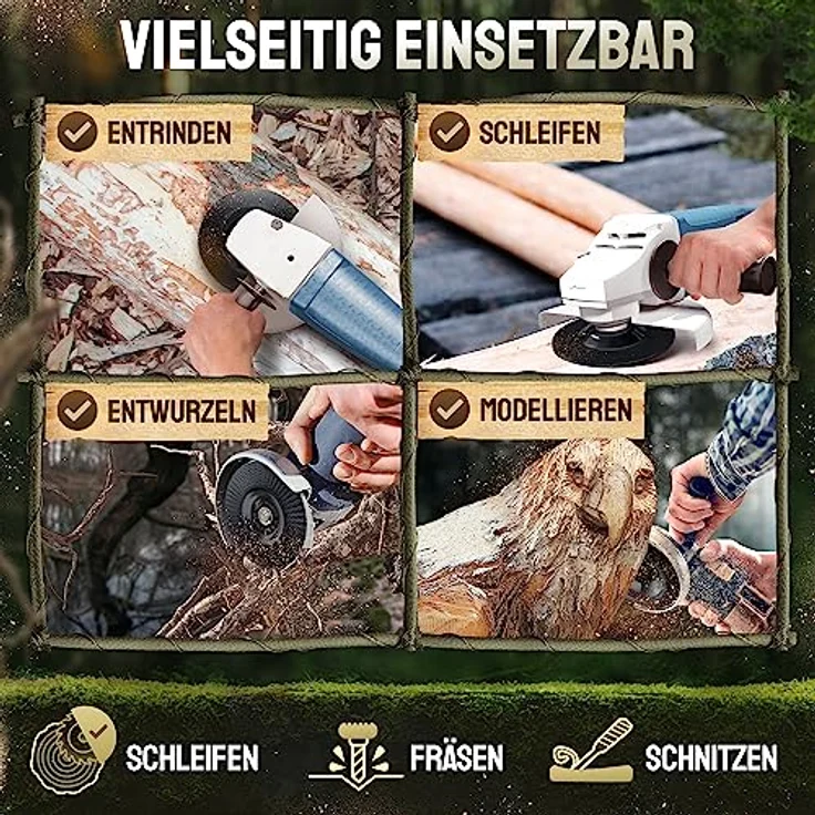 Adlerfokus Holz Schleifscheibe 115mm für Winkelschleifer, EXTRA SCHARF, robust, für Schleifen, Fräsen und Modellieren mit Holz – Bild 4