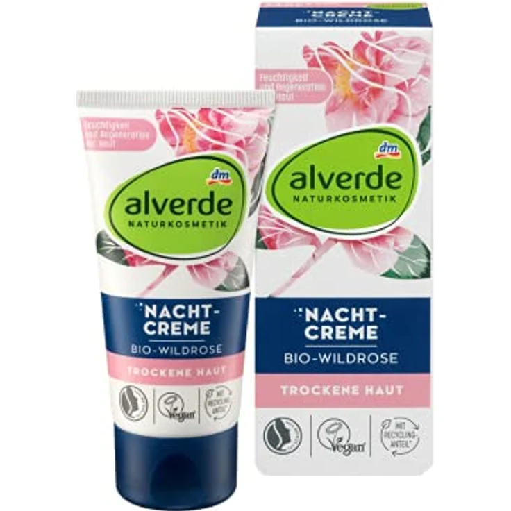 Alverde NATURKOSMETIK Nachtcreme Wildrose, 50 ml, feuchtigkeitsspendend und regenerierend – Bild 1