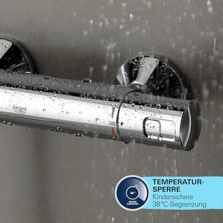 Grohe Vitalio Comfort 250 Duschsystem mit Thermostatbatterie, Handbrause Vitalio Comfort 110, schwenkbarer Brausearm, inkl. Monitoreinstellung, Antikalk-System – Bild 10