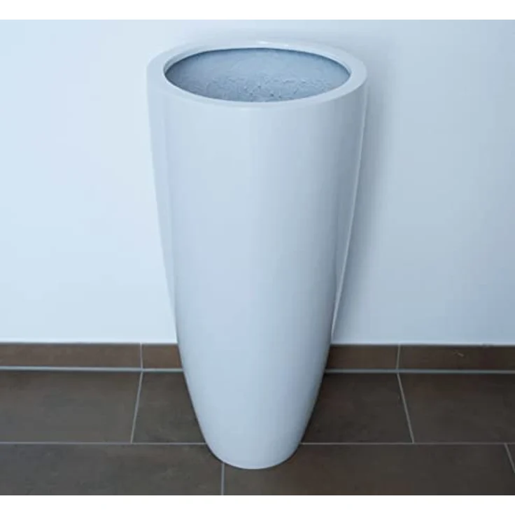 Elegant Einrichten Pflanzkübel aus Fiberglas, Hochglanz-Weiß, konisch, D30xH60cm, UV-beständig und frostsicher – Bild 4