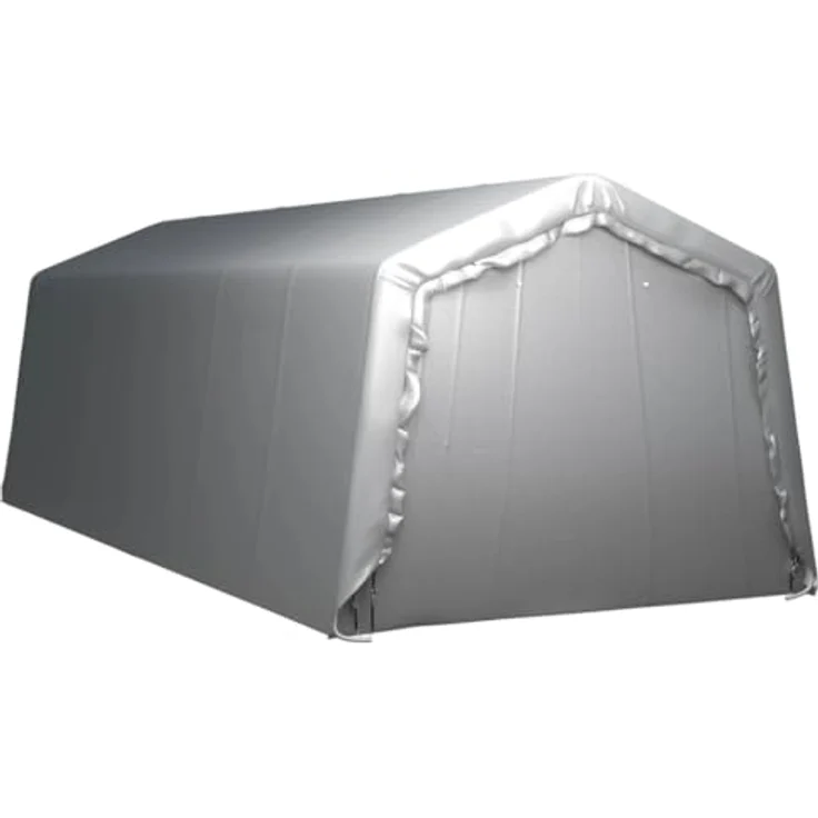 vidaXL Gartenhaus Lagerzelt 300x750 cm Stahl Grau, UV-beständig mit verzinktem Stahlrahmen – Bild 4