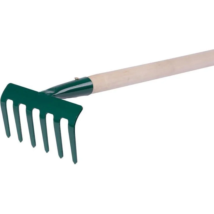 PROREGAL® Gartenrechen Gartenharke 109/1000, 6 Zinken mit Holzgriff aus Eisen