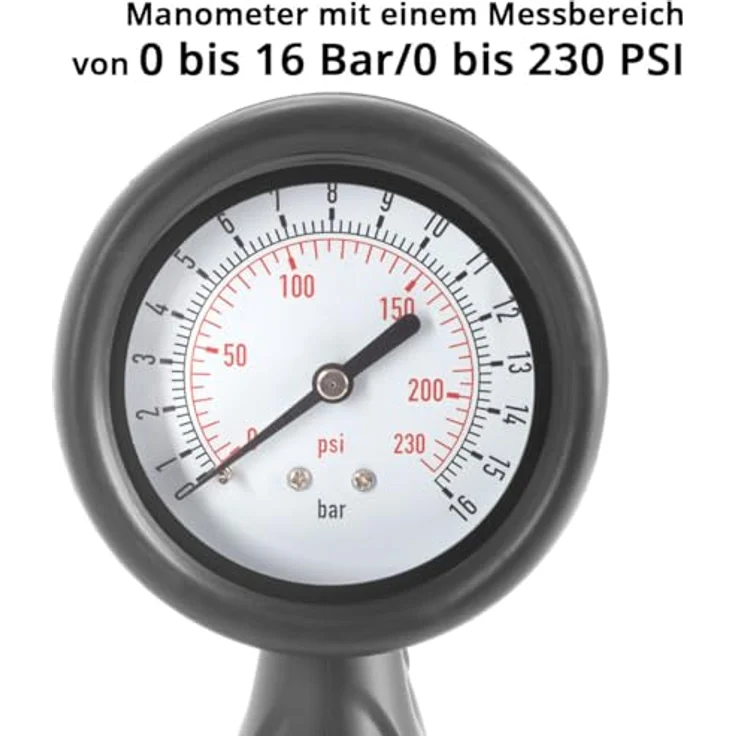 Stahlwerk DRA-162 ST, Druckluft-Reifenfüllpistole mit 2-in-1 Manometer, 0-16 Bar / 0-230 PSI, 380 mm Schlauch – Bild 3