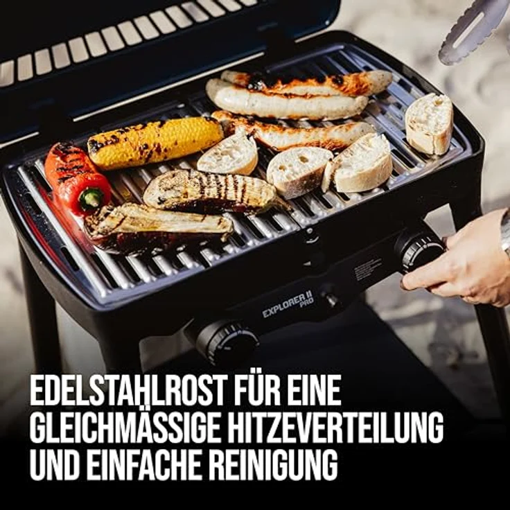 Enders Camping Gasgrill Explorer II Pro, 2 Edelstahlbrenner, Grill-Thermometer, Kochen- und Backen-Funktion, Aluguss-Grillwanne, Modell #2108 – Bild 4
