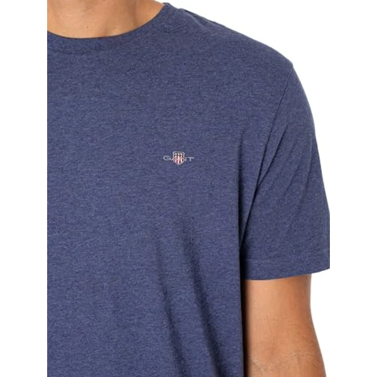 GANT Herren Reg Shield Shirt, Baumwolle mit gestickter Wappen-Grafik, blau, Größe S – Bild 4