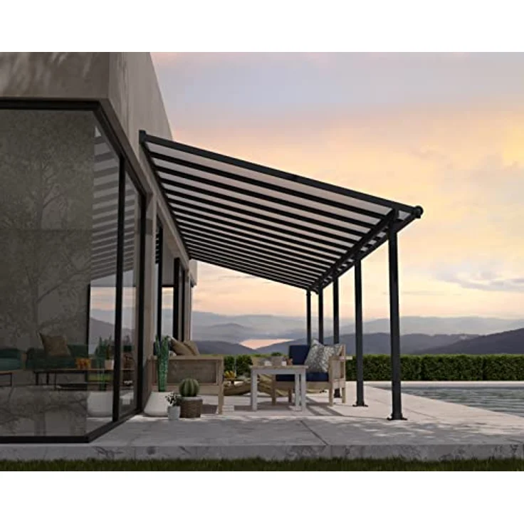 CANOPIA Terrassenüberdachung Alu Olympia 3X9.15 Polycarbonat Hohlkammerplatten Pergola Grau - 924 x 295 cm, UV-Schutz, einfache Montage – Bild 3