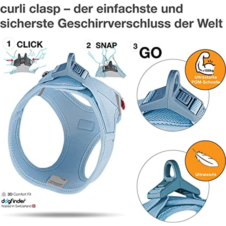 Curli Vest Harness Clasp Air-Mesh, PN2805, Blau (Skyblue), S – Bild 3