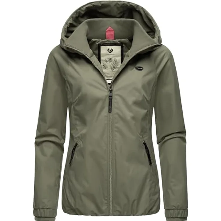 Ragwear Dizzie, Damen Übergangsjacke, wasserdicht und winddicht, mit gefütterter Kapuze, grün, Größe M