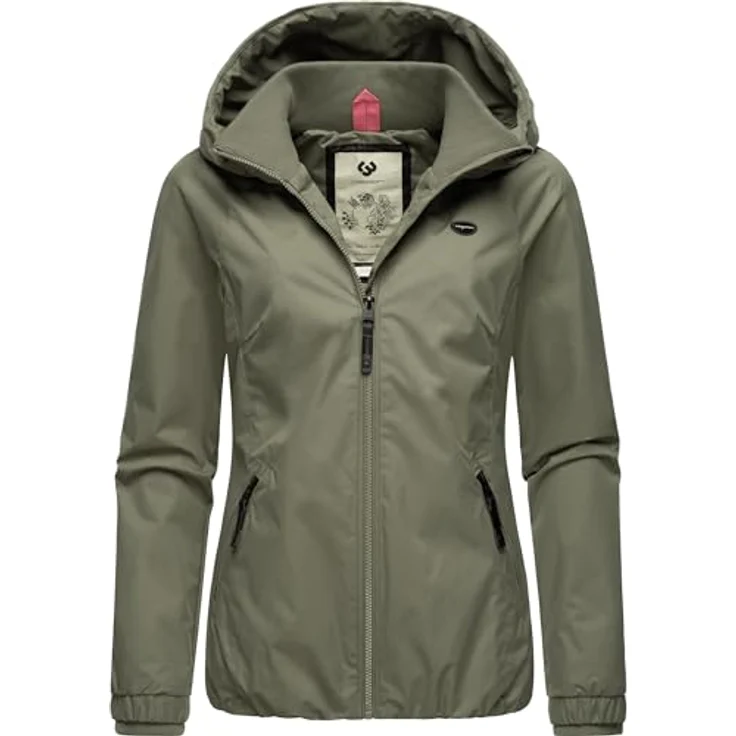 Ragwear Dizzie, Damen Übergangsjacke, wasserdicht und winddicht, mit gefütterter Kapuze, grün, Größe M – Bild 1