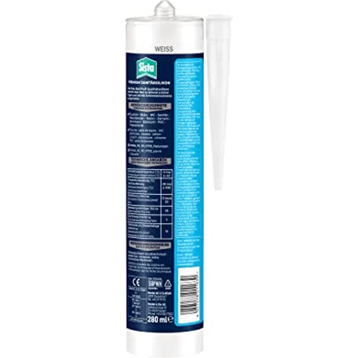 Sista Bad Sanitär-Silikon Herstellerfarbe Weiß SBPWH 280ml – Bild 3