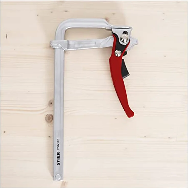 STIER Ganzstahl Hebelzwinge FHZ 250/120, mit bis zu 1570 Nm Spannkraft, einfaches Festspannen mit Hebelfunktion, aus robustem Stahl gebogen, Zwinge, Hebelzwinge – Bild 4