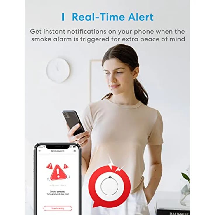 Meross WLAN Rauchmelder/Feuermelder mit Hub funktioniert mit Apple HomeKit Schlafzimmertauglich Brandmelder mit Stummschaltung und Selbsttest Funktion Geprüft nach DIN EN 14604 – Bild 4