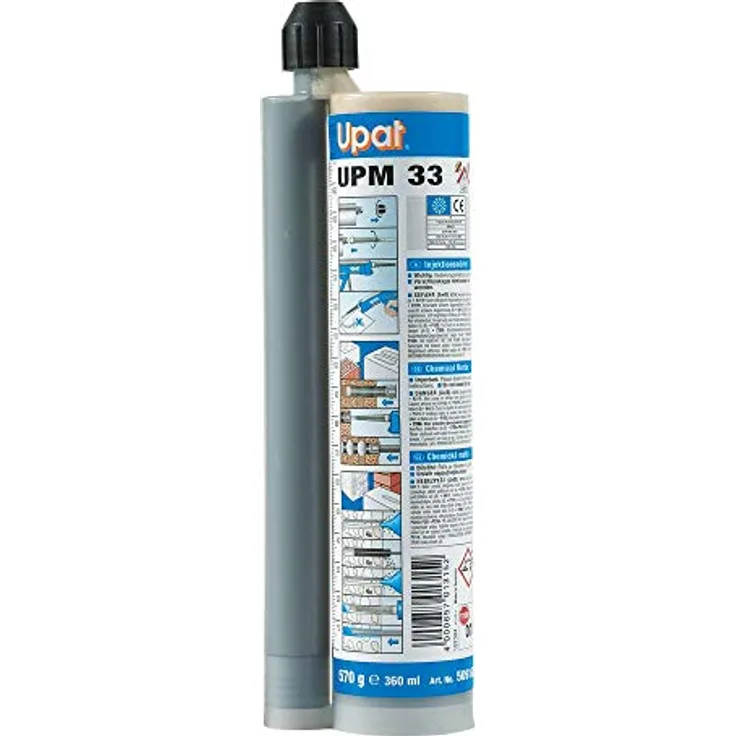 Upat Injektionsmörtel UPM 33-360, zweikomponentiger Vinylesterhybrid für höchste Lasten, 360 ml Kartusche mit 2 Statikmischern