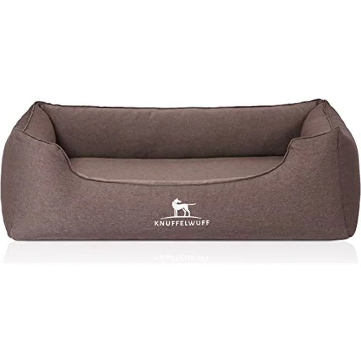 Knuffelwuff Orthopädisches Hundebett Leano aus Velours mit Handwebcharakter M-L 85 x 63cm Braun – Bild 2