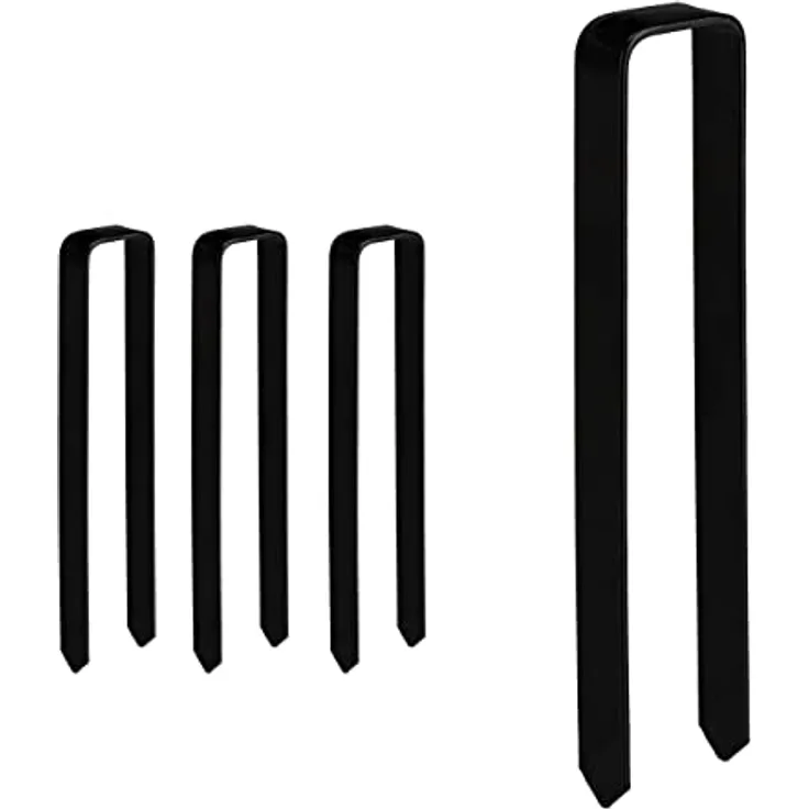 8 x Erdanker, Befestigung Rosenbogen, U-Form, Erdhaken groß, XXL, HBT: 30 x 6,5 x 2,5 cm, Stahl Bodenanker, schwarz