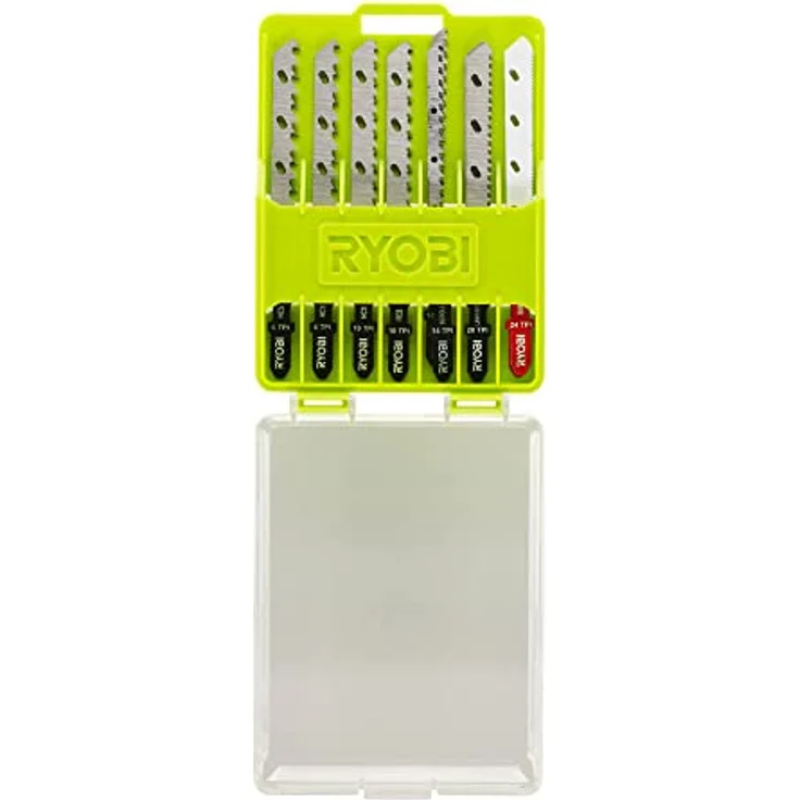Ryobi 5132002811 Stichsägenblatt 10 RAK10JSBWM, Sägeblatt-Set für Holz, Kunststoff und Metall, Stichsägen des ONE + System, Universalaufnahme, inkl. Ausschnittklingen, 6-teilig – Bild 3