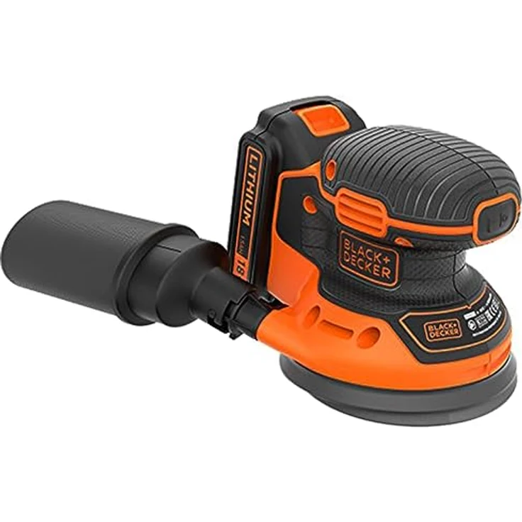 Black+Decker Akku-Exzenterschleifer (18V, 1,5 Ah, zum Schleifen-Polieren, Ergonomisches Griffdesign, inkl. Akku, Ladegerät, Schleifgitter (K80) und Werkzeugtasche, BDCROS18, 90 W) – Bild 2
