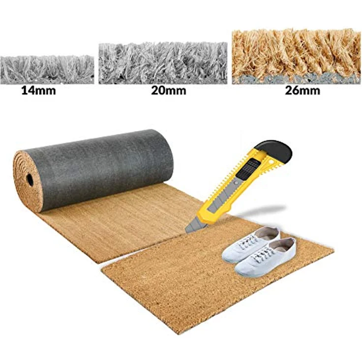 Anro Kokosmatte Fußmatte Abstreifer Abtreter viele Größen und Höhen Naturprodukt Rollenware Dicke 26mm Größe 30x100cm – Bild 3