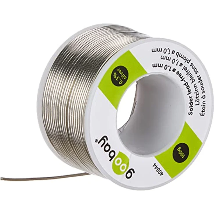 Goobay Lötzinn bleifrei, ø 1,0 mm, 100 g - Zusammensetzung: 0,3 % Silber, 0,7 % Kupfer, 96,5 % Zinn, Flußmittelanteil: 2,5 %, Schmelzpunkt 217° C – Bild 2