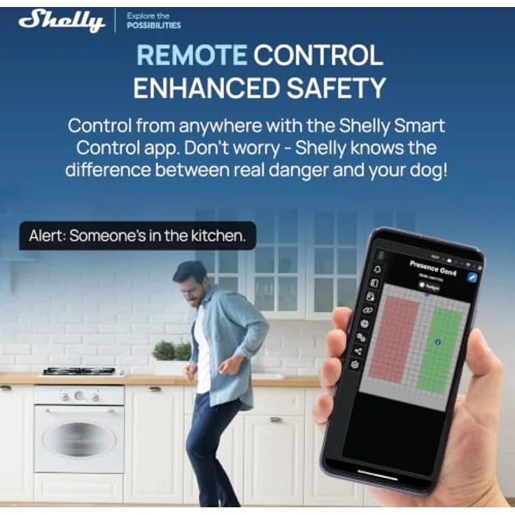 Shelly Presence Gen4 Weiß - WLAN mmWave Radar Präsenzsensor mit 6 Personen-Erkennung, 10 Zonen und 42 m² Reichweite, Lichtsensor, Zigbee, Matter, kompatibel mit Alexa und Google Home – Bild 5