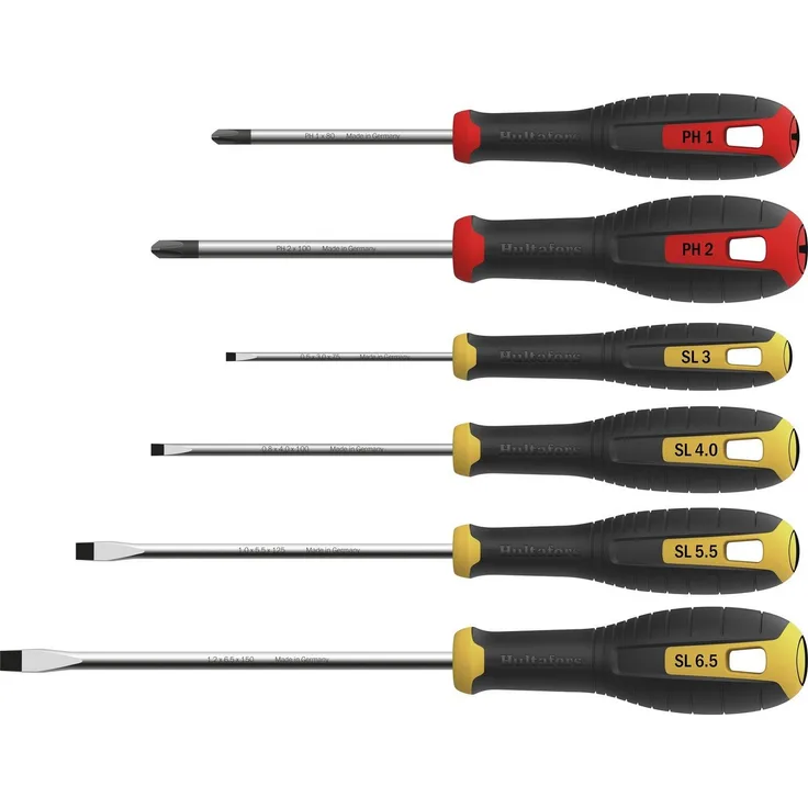 Hultafors Schraubendrehersatz, 6-teilig mit ergonomischem gummierten Griff und farbcodierter Kennzeichnung