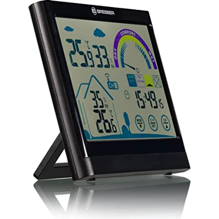 Bresser 7007402 Touchscreen Wetterstation Funk- Thermo-/Hygrometer mit Lüftungsempfehlung, Schwarz – Bild 3