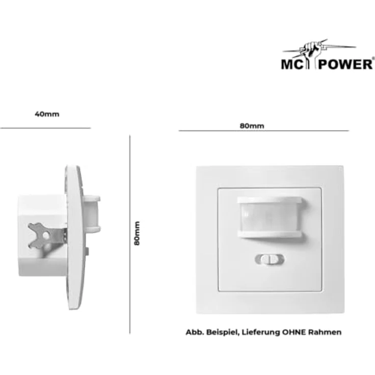 Unterputz IR Bewegungsmelder McPower ''Flair'' 160°, 500W, LED geeignet, weiß – Bild 2