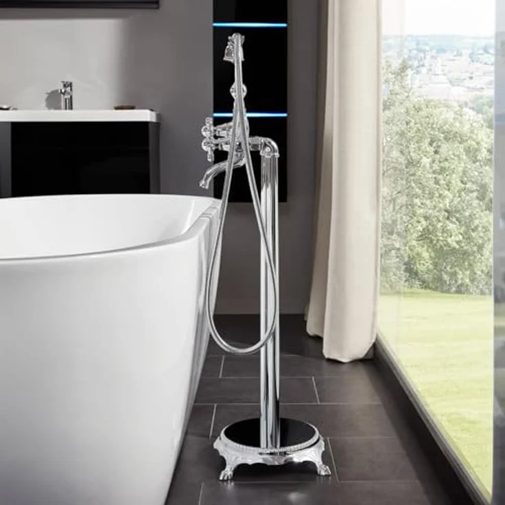 HOME DELUXE Duscharmatur RETRO, freistehende Standarmatur mit Handbrause, verchromt, 100 cm Höhe – Bild 2