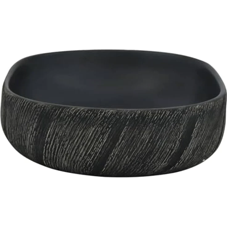 vidaXL Aufsatzwaschbecken, Schwarz Oval 59x40x14 cm Keramik, handgefertigt, minimalistische Eleganz im Vintage-Stil – Bild 5