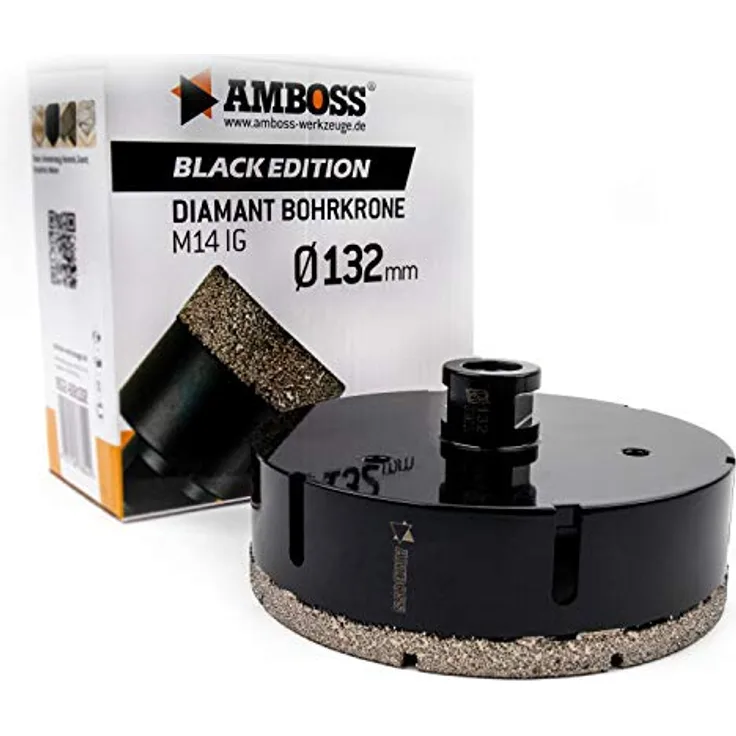 Amboss - Diamant Bohrkrone 132 mm (M14) für Winkelschleifer | Geeignet für Feinsteinzeug, harte Fliesen, Granit etc.
