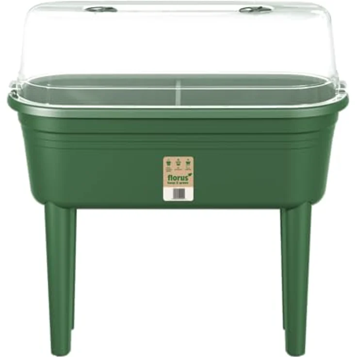 Elho Hochbeet Florus Anzuchttisch Set 78 x 37 x 26 cm grün, inklusive Anzuchthaube und UV-Schutz – Bild 2