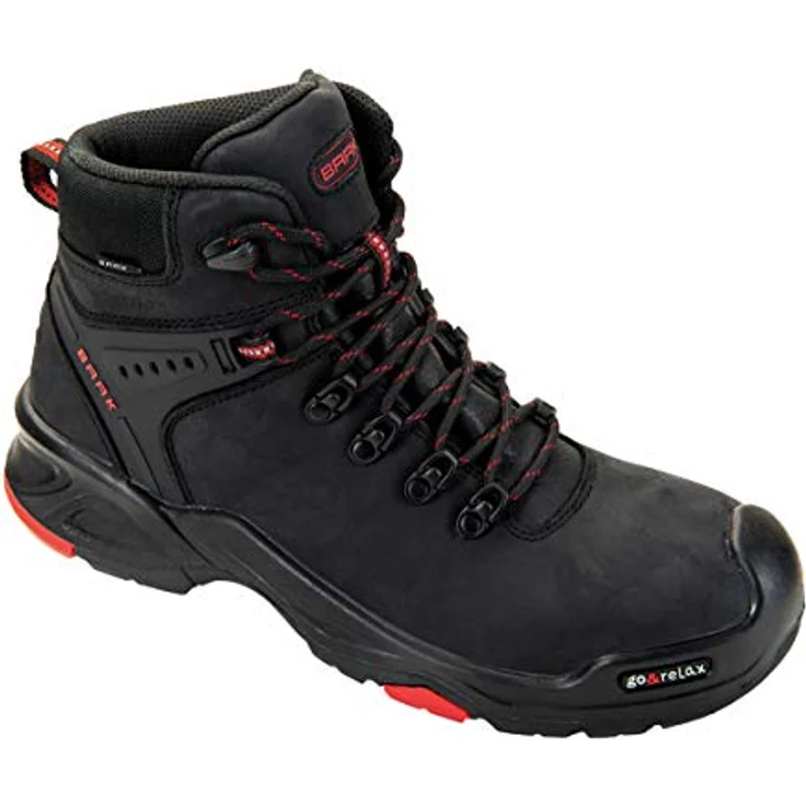 Baak Sicherheitsstiefel Bailey Gr.44 schwarz/rot Leder S3 SRC HRO WR EN20345 mit Stahl-Flexkappe und Kevlar Zwischensohle – Bild 1