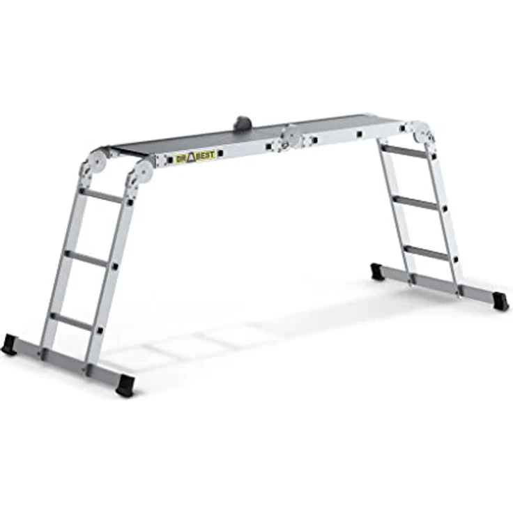 DRABEST Leiter PRO Serie Alu Leiter Gelenkleiter 4x3 mit Plattform Trittleiter Mehrzweckleiter Arbeitsgerüst Tritt Klappbar bis 150 kg belastbar – Bild 2