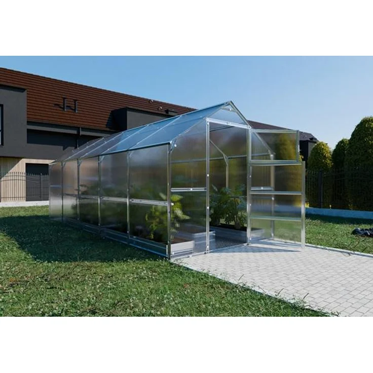 BAUMERA Gewächshaus KLASIKA BERNARD 2,35x5 m, Giebelgewächshaus mit 4 mm Polycarbonat, verzinktem Stahlrahmen und hoher Lichtdurchlässigkeit